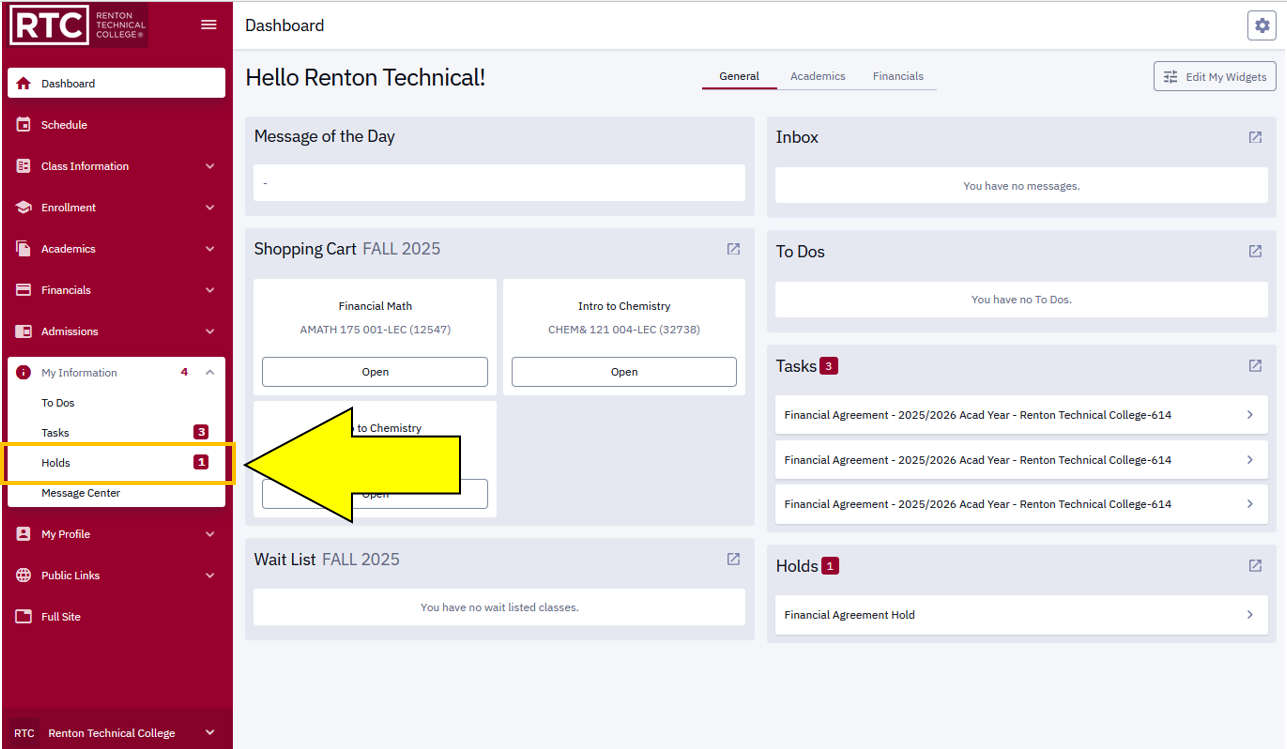 An arrow pointing to "Holds"