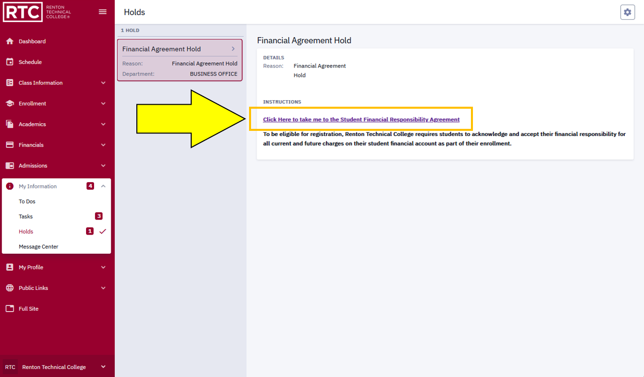 An arrow pointing to "Click here to take me to the SFRA"