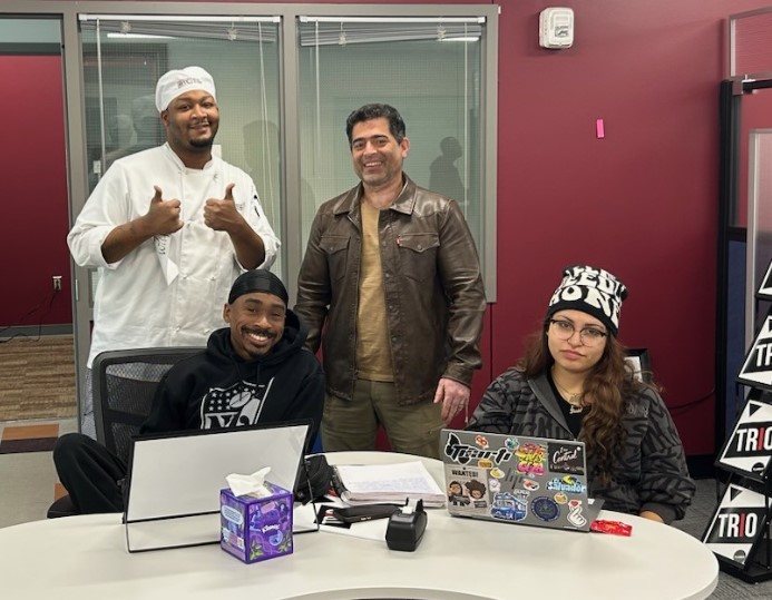 Four of RTC's TRIO students in the TRIO office
