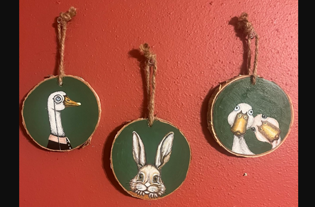 LIttle Friends There round wood pieces wtih a duck, goose, and bird