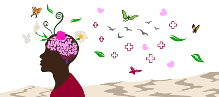Healthy mental state enjoying a garden of peace