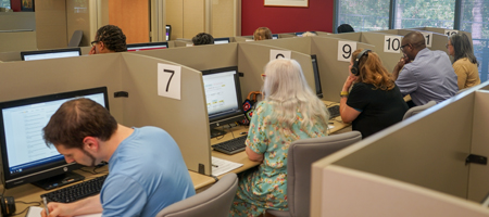Test takers at the Testing Center