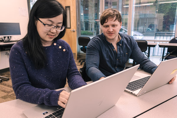 Two Renton Technical College Information Technology students.