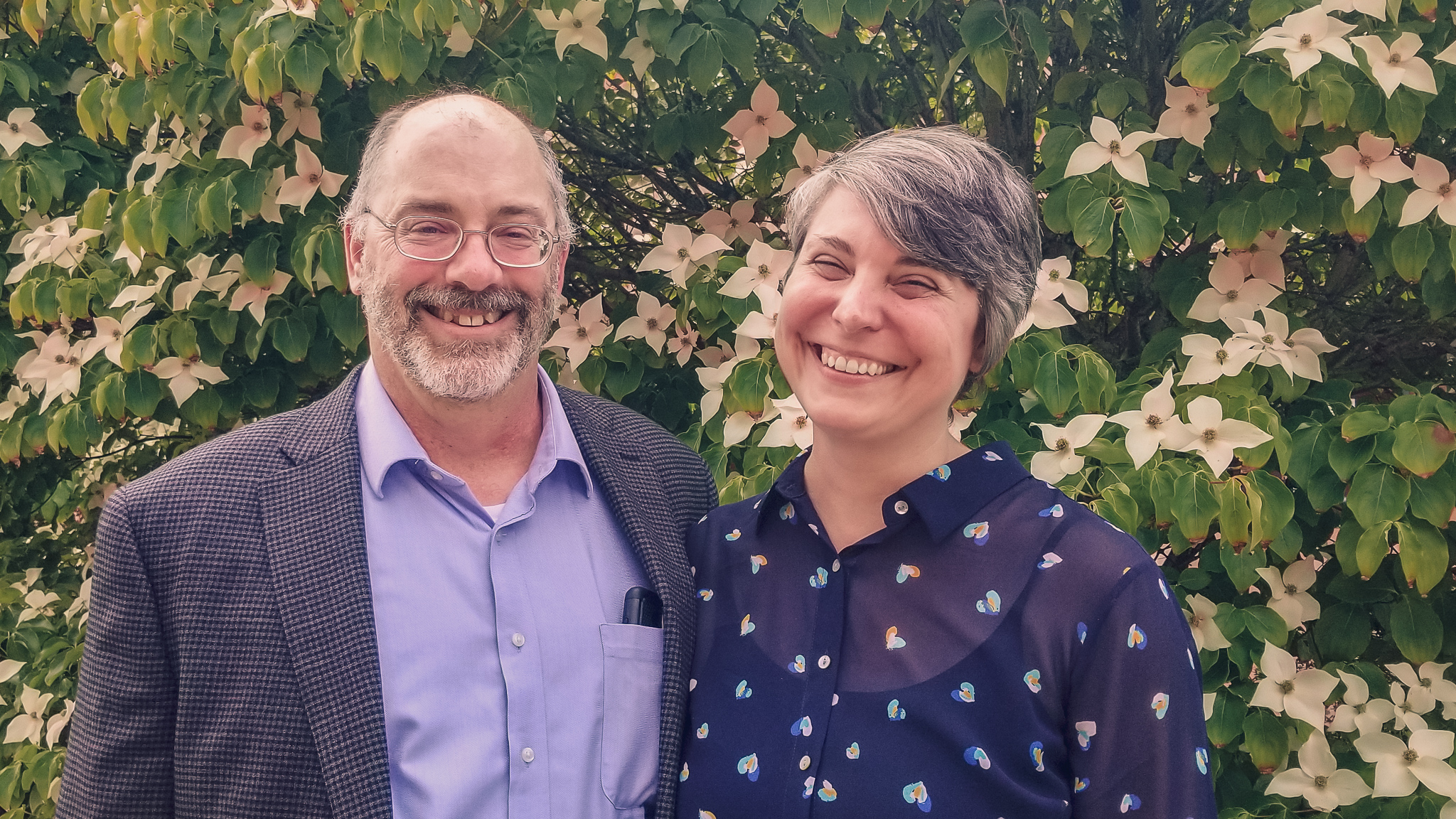 Marty Cooksey and Elizabeth Flanagan smiles at the camera