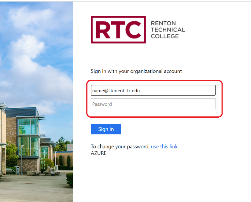 Sign in with your organizational account