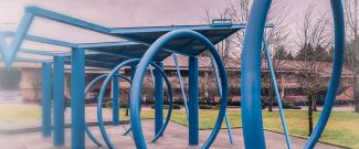RTC campus blue swirly art installation