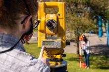Land surveying students
